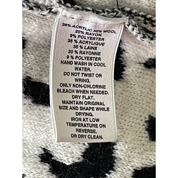 Red Saks Fifth Avenue Black & White Leopard Animal Print Tunic Sweater - Picture 8 of 8